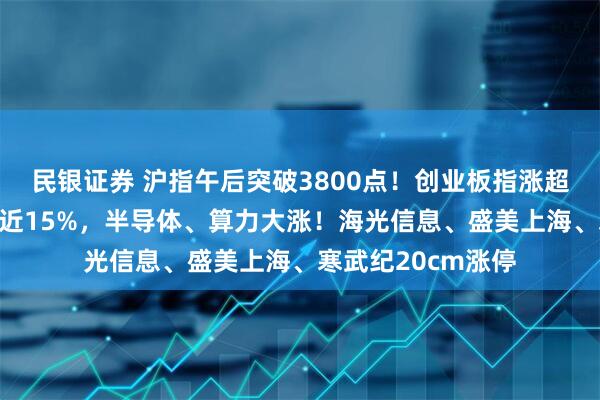 民银证券 沪指午后突破3800点！创业板指涨超3%，本月累计涨近15%，半导体、算力大涨！海光信息、盛美上海、寒武纪20cm涨停